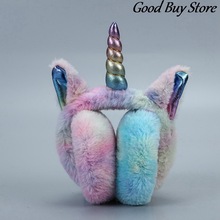 Children Unicorn Plush Earmuffs Winter 2 In 1 Earlap Kids