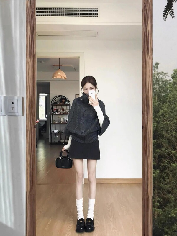 两件套复古时尚高领毛衣女秋季新款显瘦叠穿套头小众百搭打底上衣|undefined