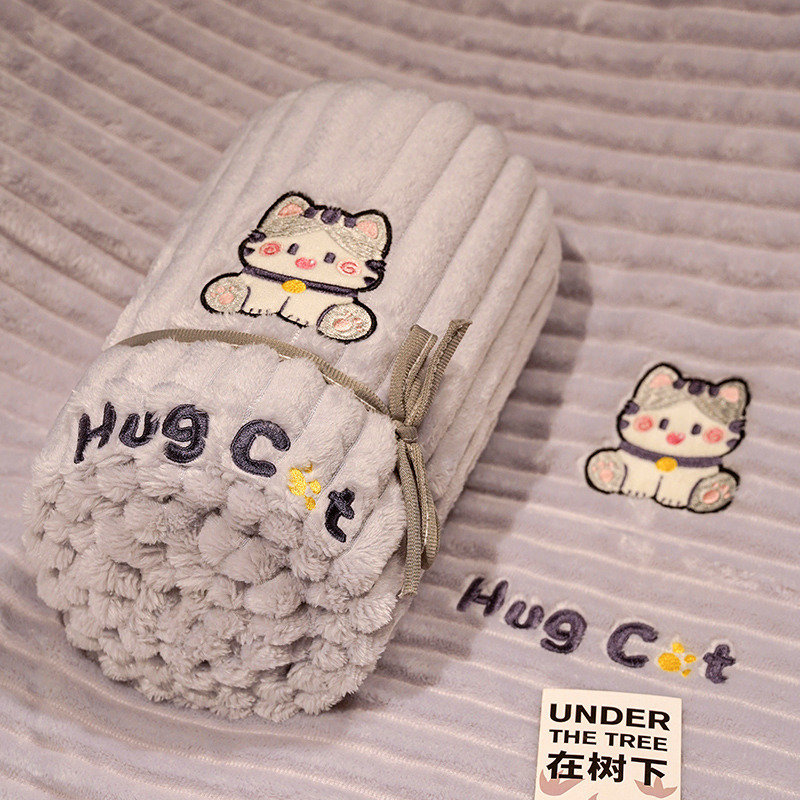 abrazar gatos estriados mantas de coral mantas de peluche correa de oficina portátil estudiantes de clase siesta mantas al por mayor