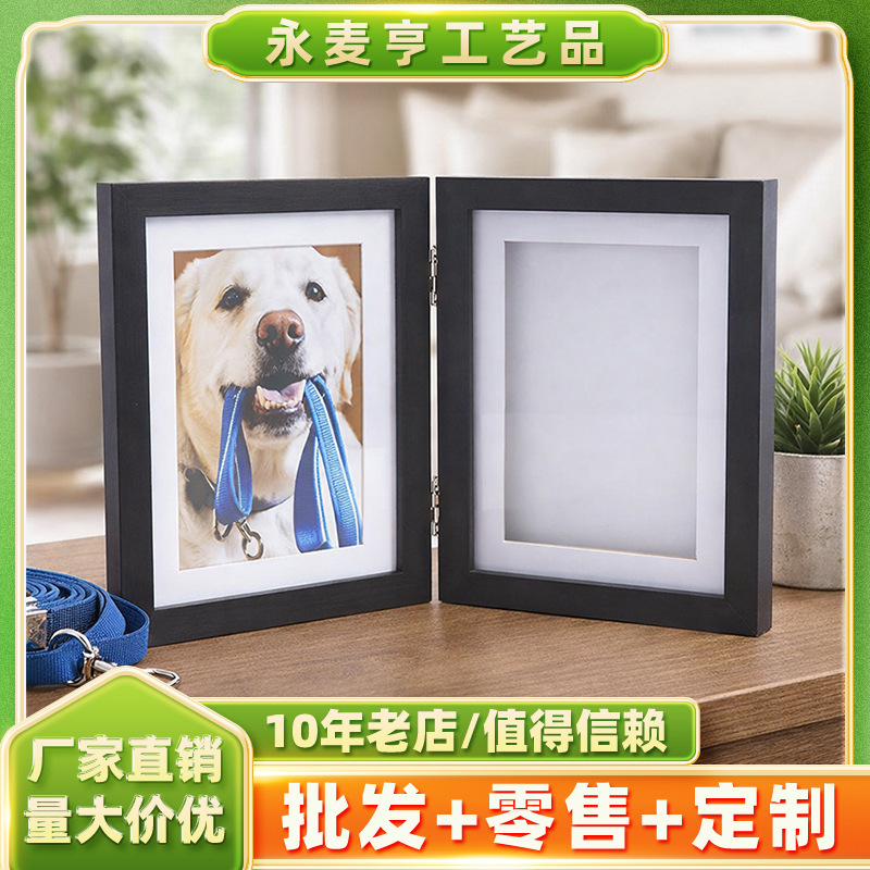 Wooden Photo Frame Pet Foldableing Commemorative Growth Ink Mud Storage Box Ornaments Letter Style Hand and Foot Print Painting DIY Wholesale