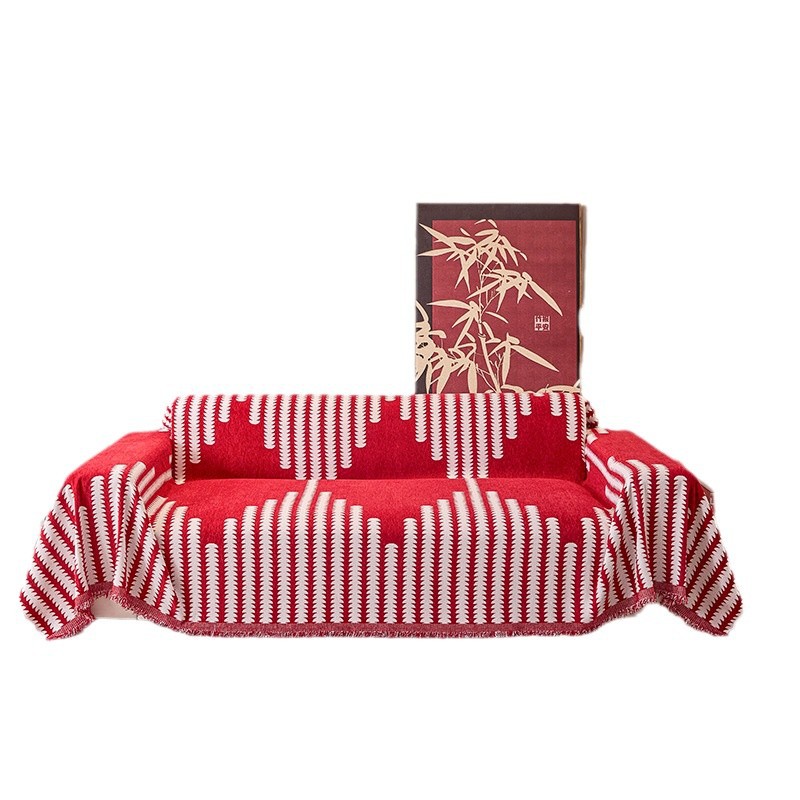 Toalla de sofá de Año Nuevo 2025 nueva cuatro estaciones rojo universal todo incluido cojín antideslizante de cubierta completa