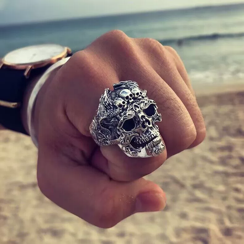Cross Border wish Hot Jewelry Skull Ring Men's Rock Gothic Punk Jewelry Ring Men's Gift