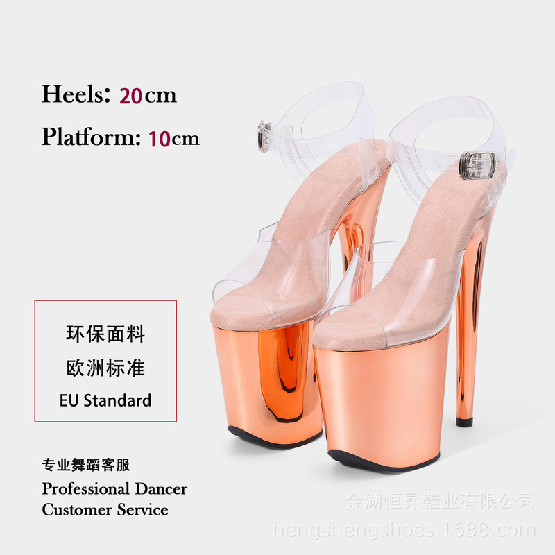 Electroplating transparent 20cm European and American sexy hate tiangao waterproof platform nightclub catwalk pole dance sandals cross-border pole dance Electroplating transparent 20cm European and American sexy hate tiangao waterproof platform nightclub catwalk pole dance sandals cross-border pole dance