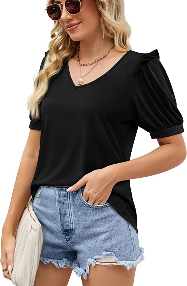 Women's T-shirt Short Sleeve T-shirts Pleated Fashion Solid Color display picture 11