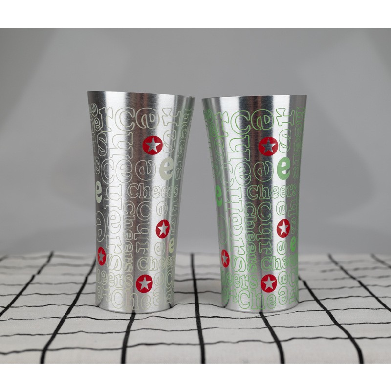 Vaso de aluminio que cambia de color para uso doméstico, vaso creativo para bebidas frías, jugos y agua para acampar al aire libre, vaso de cerveza portátil personalizado al por mayor.