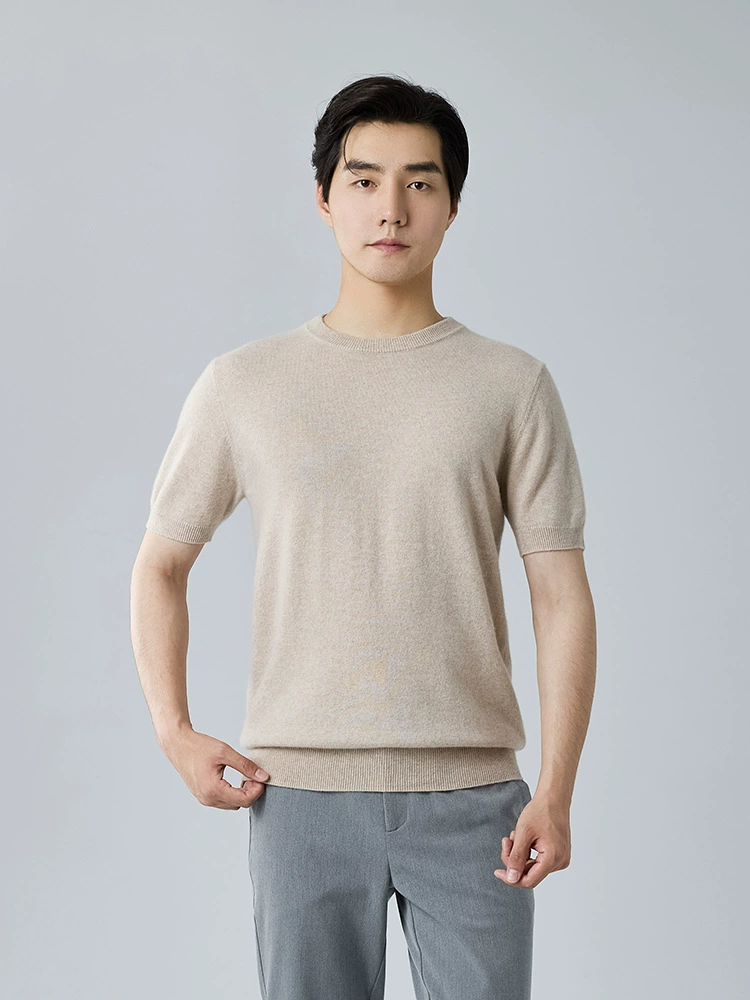 Демисезонный цветной кашемир, футболка для отдыха, приятный к телу свитер, с коротким рукавом