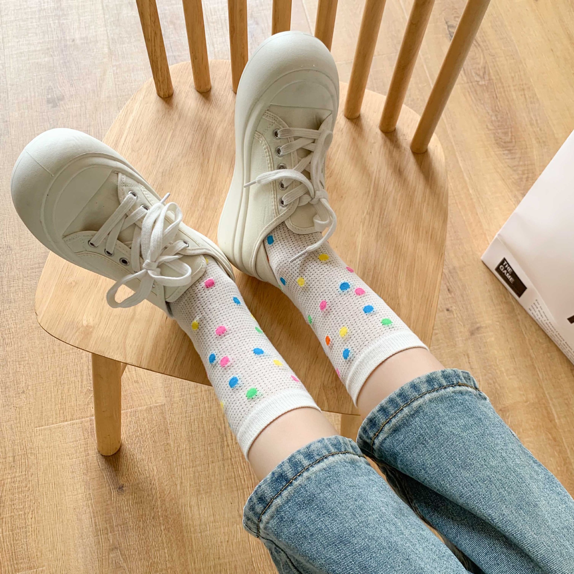 Femmes Sucré Pois Coton Crew Socks Une Paire display picture 10