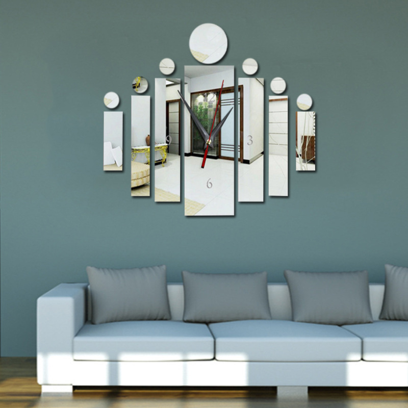 Crystal three-dimensional acrylic home living room background wall sticker clock creative decoration painting_voghion.com