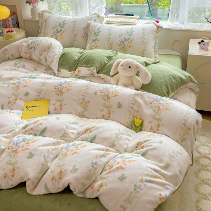 Demi-season velvet warm jeans, children's set, fleece fitted sheet, keep warm fleece duvet cover, 4 piece set, 3 piece set