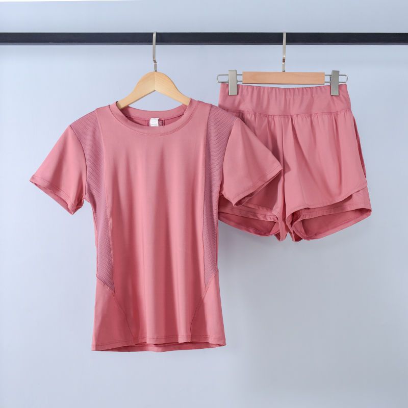 Trajes de yoga para mujeres de verano ropa seca rápida delgada para correr trajes deportivos de entrenamiento en línea para mujeres ropa de fitness de dos piezas
