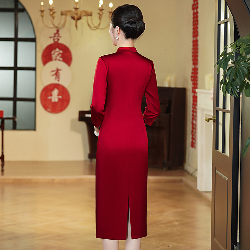 新款高端气质喜婆婆婚宴装中年妈妈旗袍婚礼结婚礼服秋季喜服|undefined