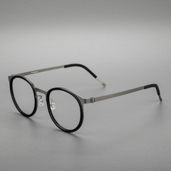 姜同文款眼鏡架圓框男女林德百川近視眼鏡框9704無螺絲純鈦眼鏡架