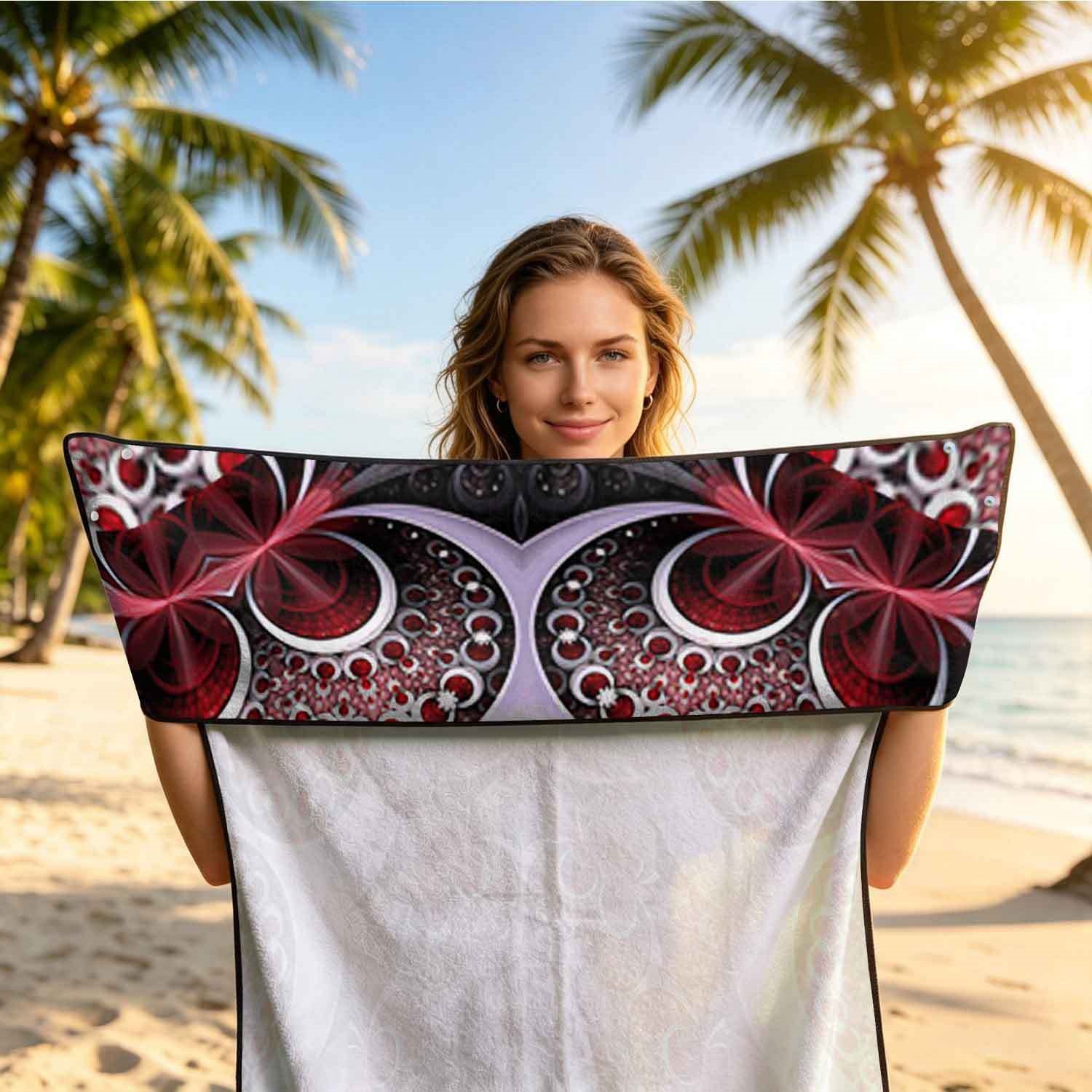 Geometric Bath Towel Car Seat Cover 2-in-1 Microfiber Outdoor Beach Car Dual-Use Universal Seat Cushion
