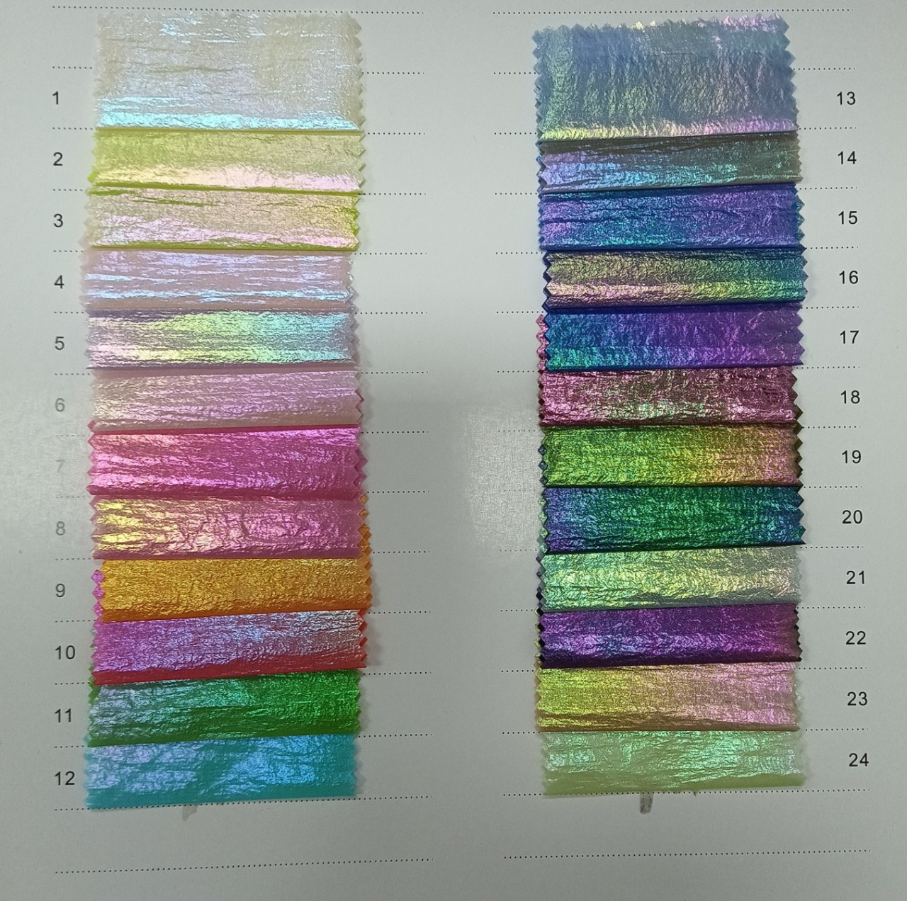 Iridescent Laser Windbreaker Fabric with Gold Foil and Pearlescent Nylon, Seven-Color Neon Gold Foil Fabric, Nylon Crinkle Iridescent Fabric