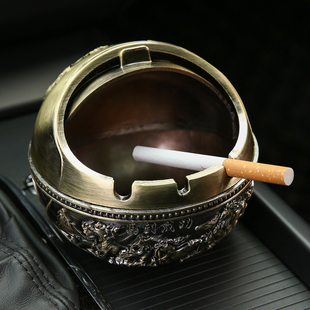 Dx7L European Style Ashtray Home Living Room Metal Accessible Luxury Personalized Office Anti-Fly Ash with Lid Large Ornament