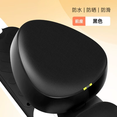Electric Vehicle Seat Cover Waterproof Sunscreen Special Seat Cushion for Emayadi Tall Bell Battery Tram Heat Insulation Rainproof Cushion Cover (Electric car cushion) - black-solid-color-leather-round-head-front-seat-cushion