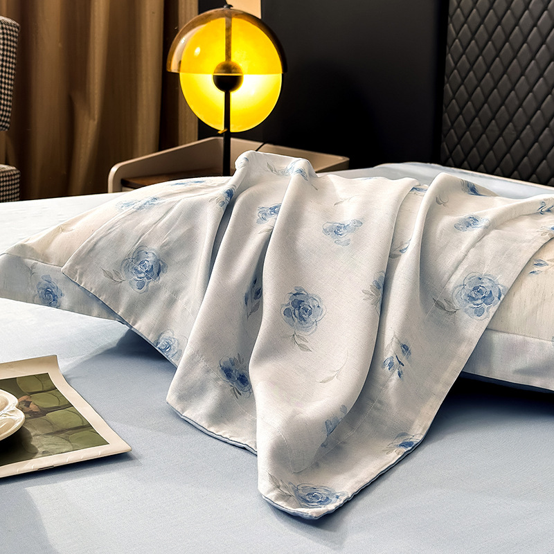 Summer Ice Silk Duvet Cover Set, Breathable Lyocell Bedding_voghion.com