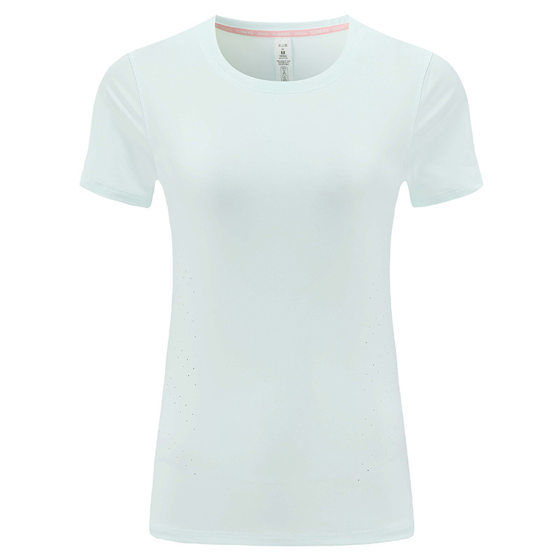 Comercio exterior transfronterizo de Europa y América al aire libre ropa de secado rápido de mangas cortas de mujer blusa transpirable ligera suelta delgada camiseta de yoga de cuello redondo