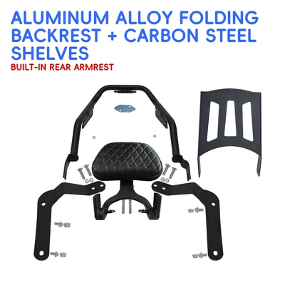 Suitable for Benda Black Flag: Motorcycle bumper - aluminum-alloy-folding-backrest-rear-rack-comes-with-a-free-rear-handrail