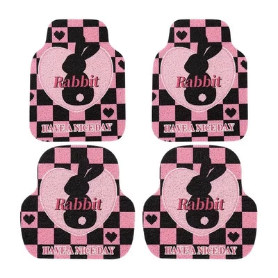 single-piece driver's side car floor — Universal Foot Pad - recommended-plaid-heart-black-rabbit-silk-loop-floor-mat-4-piece-set