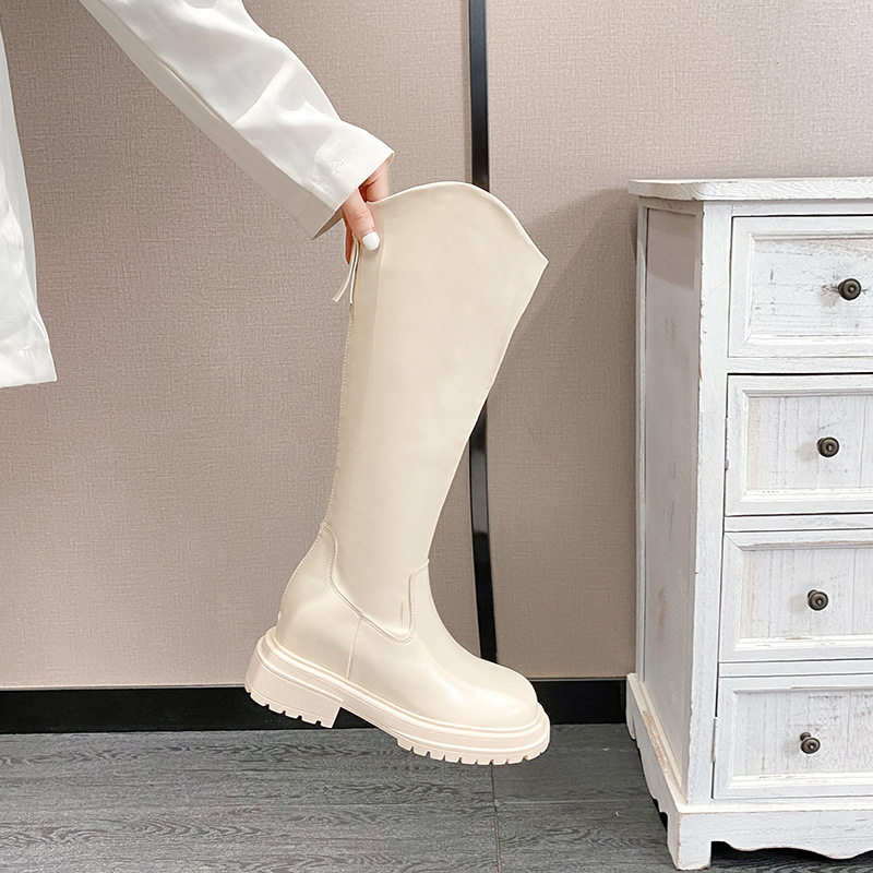 Bốt nữ cao cổ đế dày kiểu dáng thon gọn, gót thô 6–8 cm, phong cách Hàn Quốc — 618-11 màu cà phê, 618-11 màu đen, 618-12 màu cà phê (bên trong tăng 3CM), 618-12 màu đen (bên trong tăng 3CM)