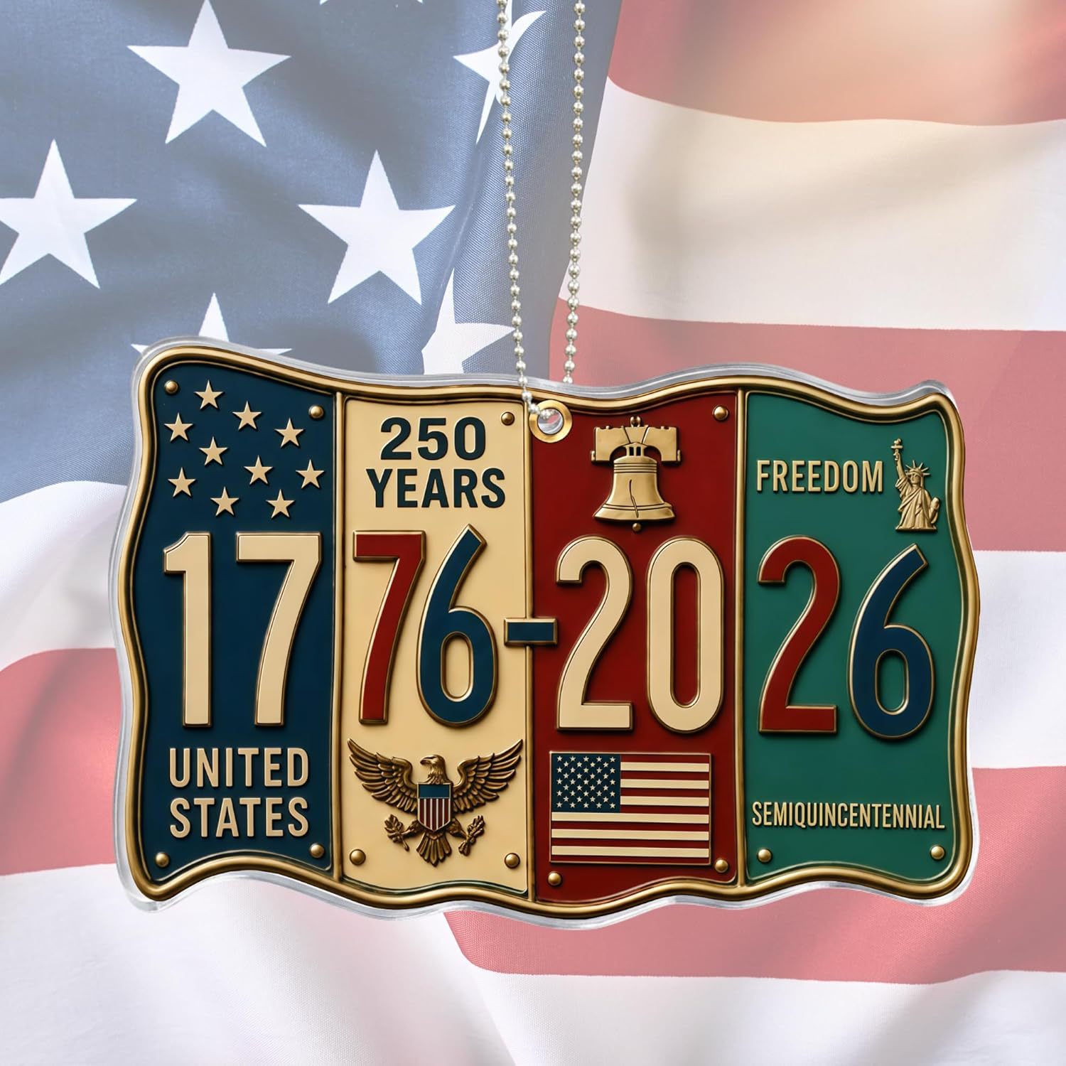Decoración del 250 aniversario de la fundación de los Estados Unidos - Decoración del árbol de Navidad del Día de la Independencia de la Estatua de la Libertad 2D plana