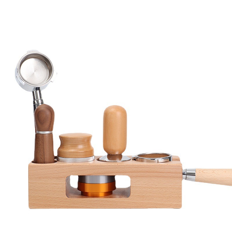 Base de café máquina de café Mango Dispositivo de soporte de almacenamiento de madera de relleno de presión del asiento de tela en polvo soporte de cojín del asiento