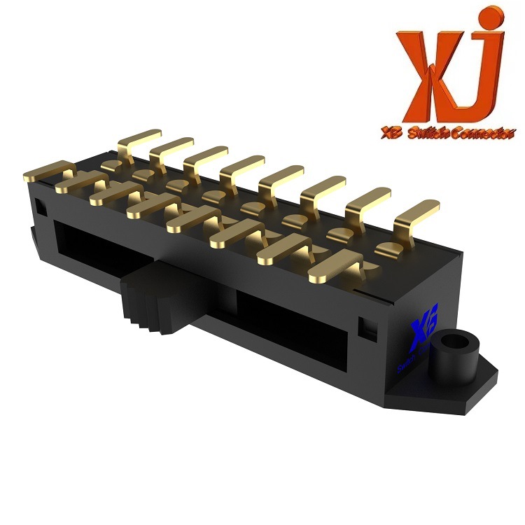 7档2极双排16pin侧柄滑动开关 大电流大功率 贴片带耳朵行程4.0mm