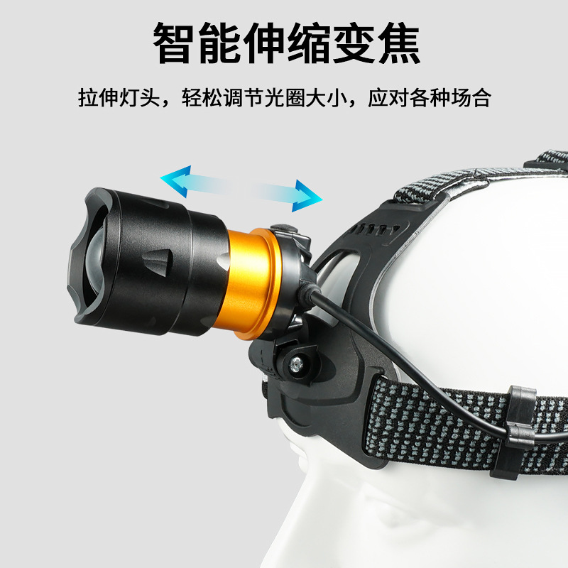 Faros transfronterizos al aire libre larga duración batería de litio P50 lámpara de aleación de aluminio telescópico foco led lámpara de cabeza luz de pesca nocturna