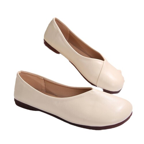 Large size single-layer women's 2024 spring and summer new round head shallow cut flat-heeled mother's shoes casual minococcasin-minoccasin-bean shoes foreign trade wholesale