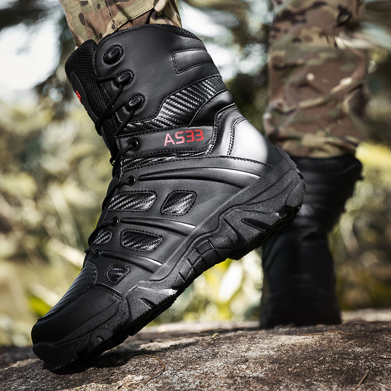 Botas de entrenamiento de fanáticos militares de hombre de gran tamaño transfronterizo, botas tácticas de campamento al aire libre, botas tácticas de montaña de senderismo