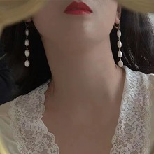 法式巴洛克珍珠耳环女长款气质复古高级感新款淡水珍珠手作耳饰