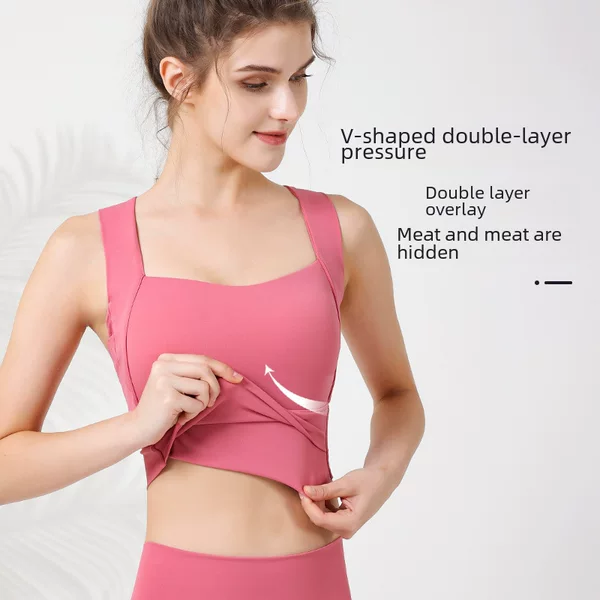 Cross-Back Sports Bra for Women with Fixed Cups, Shockproof, Tummy Control, Fitness Bra, Yoga Tank Top, Autumn, Direct from the Source Factory