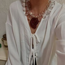 欧美跨境新款海洋风夏季彩色树脂亚克力串珠大海螺吊坠锁骨链项链