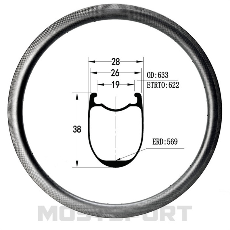 700C Road Carbon Fiber Rim 38mm High Opening Vacuum Compatible 26mm Wide Rim Brake Disc Brake Compatible Customization 700C Road Carbon Fiber Rim 38mm High Opening Vacuum Compatible 26mm Wide Rim Brake Disc Brake Compatible Customization