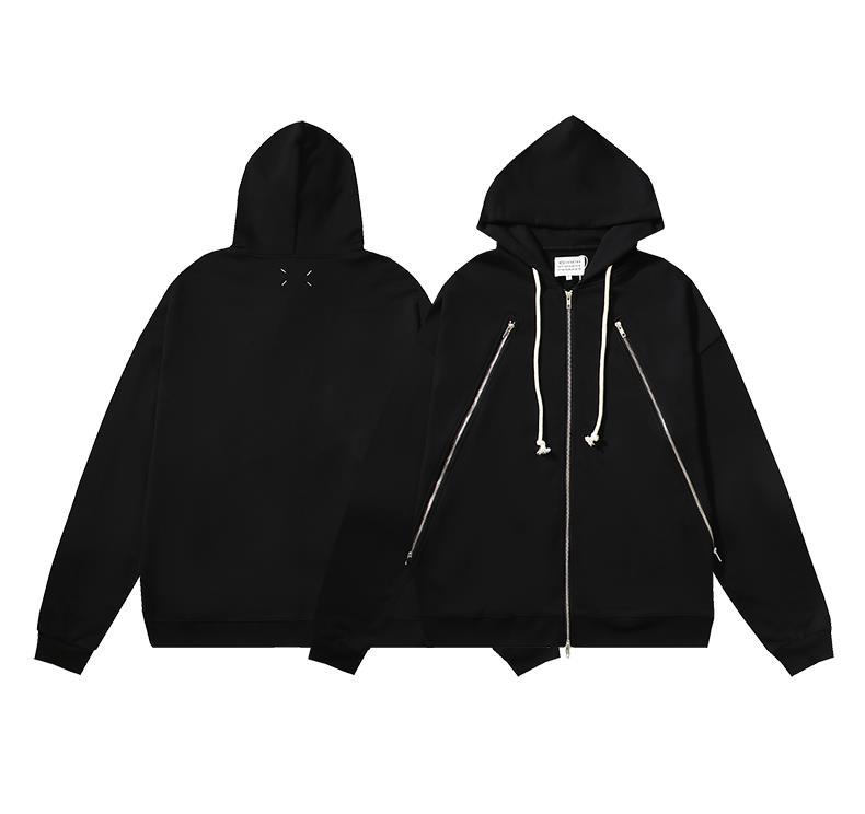 Maison Margiela Diagonal Zipper Hoodie Black