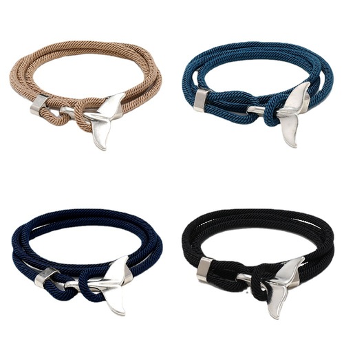 Trendy Couple Milan Line Ocean Series Anchor Style Whale Tail Bracelet Braided Rope Men's and Women's Bracelet Bracelet