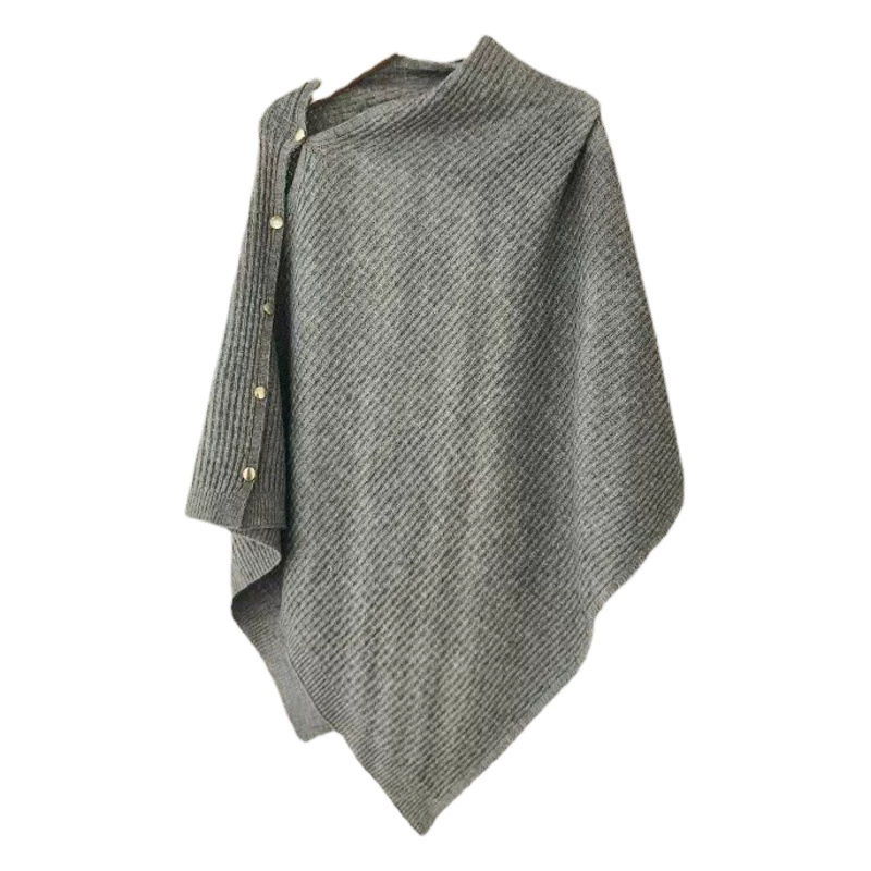 Осенний и зимний вязаный плащ с плечами шарф женский дикий многофункциональная мода теплая металлическая пряжка