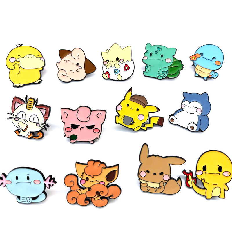 Cartoon Pokemon Brooch Cautable Treasure Dream Anime Badge Small Fire Dragon Pikachu Jeni Turtle Pin