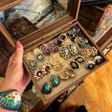 中古vintage锆石幸运草花朵流苏耳钉高级感耳环百搭时尚耳饰批发