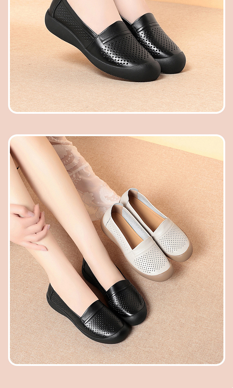 Sandal nữ da bò thật mũi kín hở gót, đế mềm thoáng khí — màu be chi tiết 14