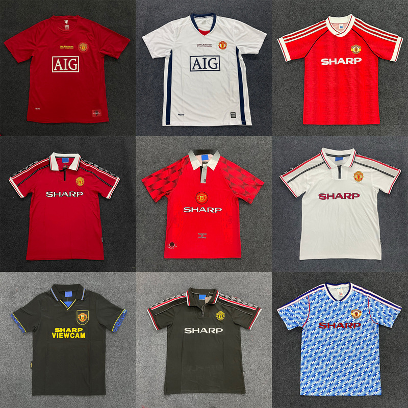 0708 Champions League Version Retro Manchester United Football Uniform Quick-Drying Sports Jersey Slim Fit Competition Uniform Short-Sleeved Training Uniform with Printed Numbers 0708 Champions League Version Retro Manchester United Football Uniform Quick-Drying Sports Jersey Slim Fit Competition Uniform Short-Sleeved Training Uniform with Printed Numbers