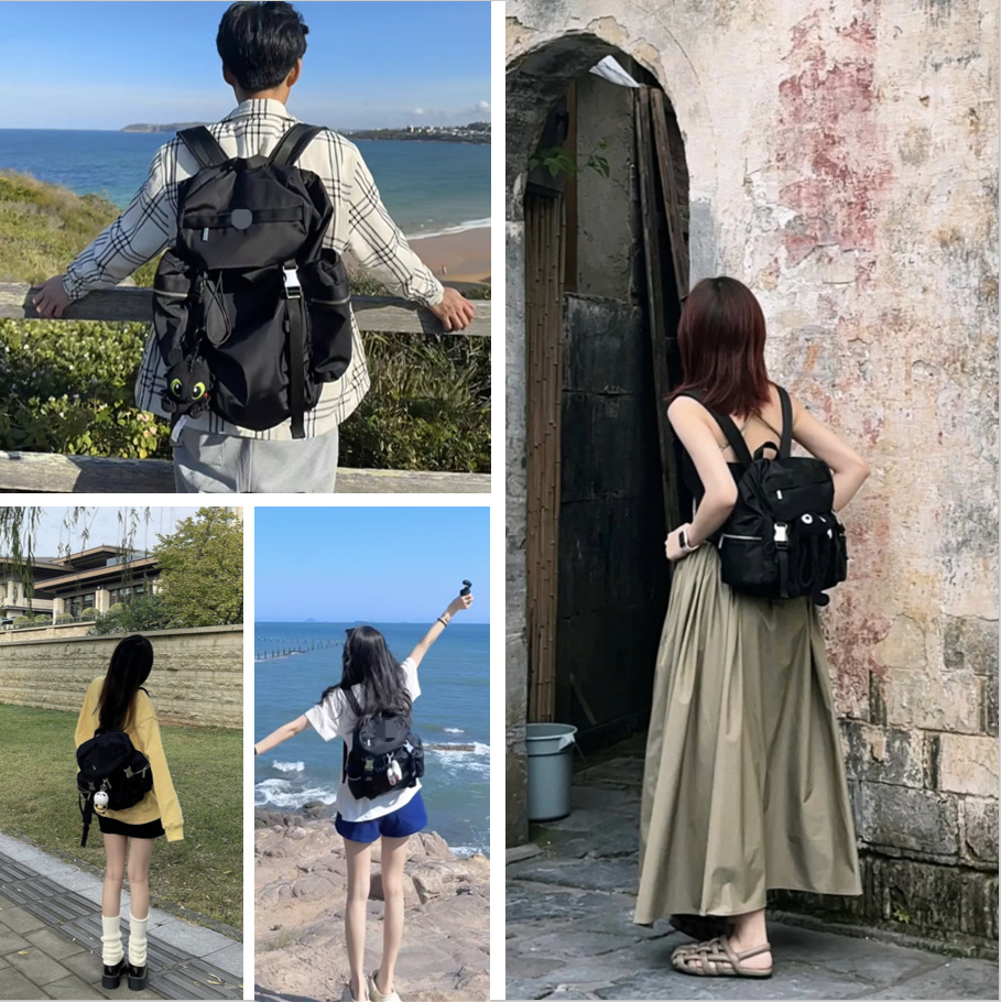 Lulu Water-Repellent Backpack 14L Hooded Student Backpack Large Capacity Outdoor Sports Mountaineering Backpack Travel Bag