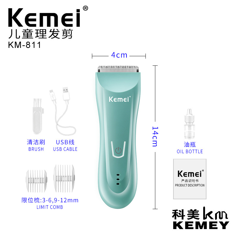 Cortadora de pelo eléctrica Kemei, recortadora eléctrica anti-quemaduras para bebés, cortadora de pelo doméstica, recortadora de pelo pequeña, venta al por mayor KM-811