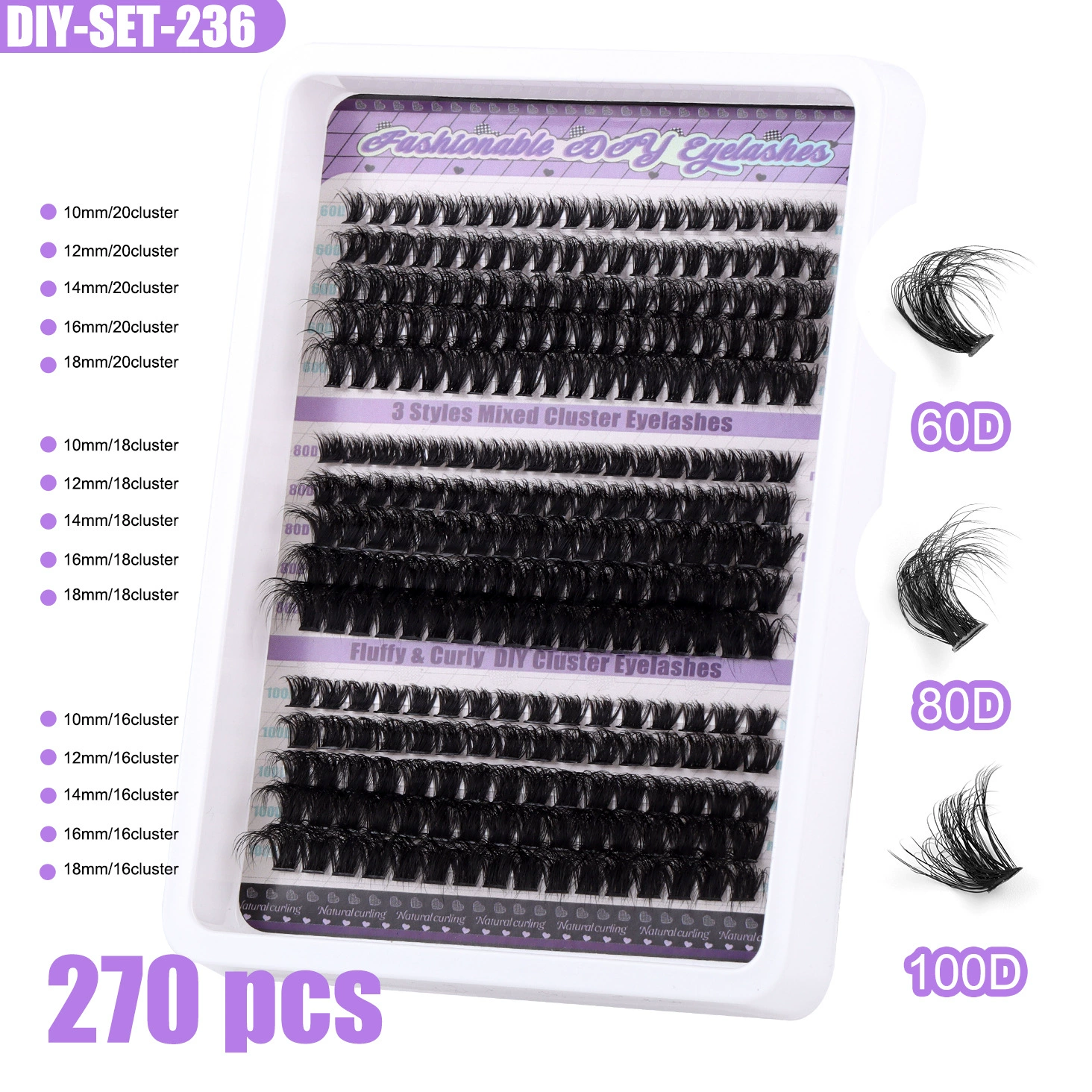 Набор для наращивания False Eyelashes Kit, пушистые завивки пучков 60D/80D/100D, наборы DIY с инструментами