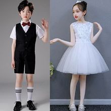 幼儿六一舞蹈服装白色女孩蓬蓬纱裙钢琴表演儿童公主裙小主持礼服