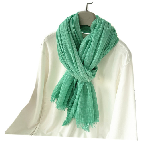 Autumn and winter new solid color cotton scarf for women, artistic retro dirty dyed foreign trade scarf, shawl for men, natural wrinkles, versatile