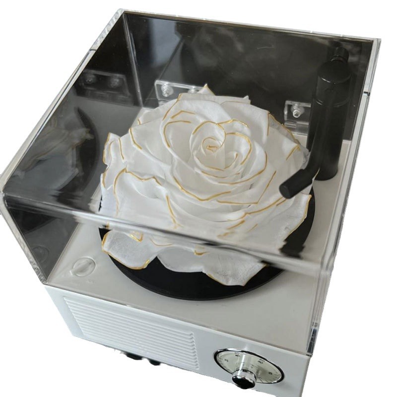 Flor eterna fonógrafo Luz de gama alta de lujo altavoz Bluetooth Rosa caja de música Regalo de Cumpleaños de los hombres para la novia