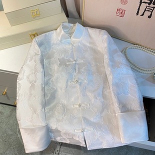 White jacquard Chinese style high-quality small coat thin spring and autumn Chinese style