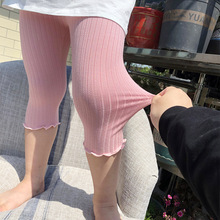 儿童七分裤 2025美棉提花夏季薄款清凉透气韩版裤子 女童打底裤